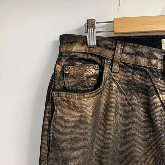 We‎ the Free Women's Maggie Metallic Rose Coated Distressed Hem Jeans SIze 30 - Picture 4 of 13